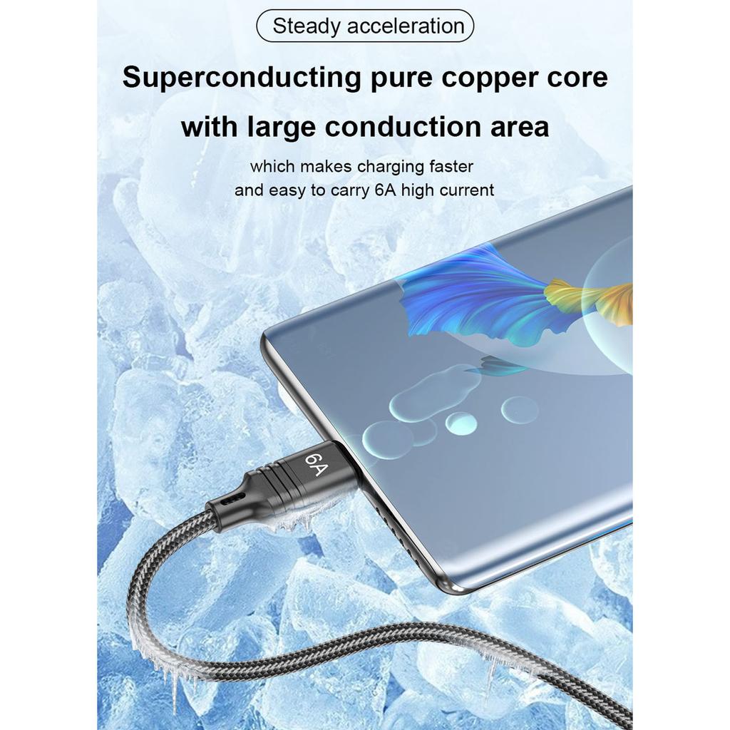 USB C Fast Charging Cable 6A PD 66W Data Sync Nylon Braided Cord USB C to Type C Adapter Fast Charging Cable