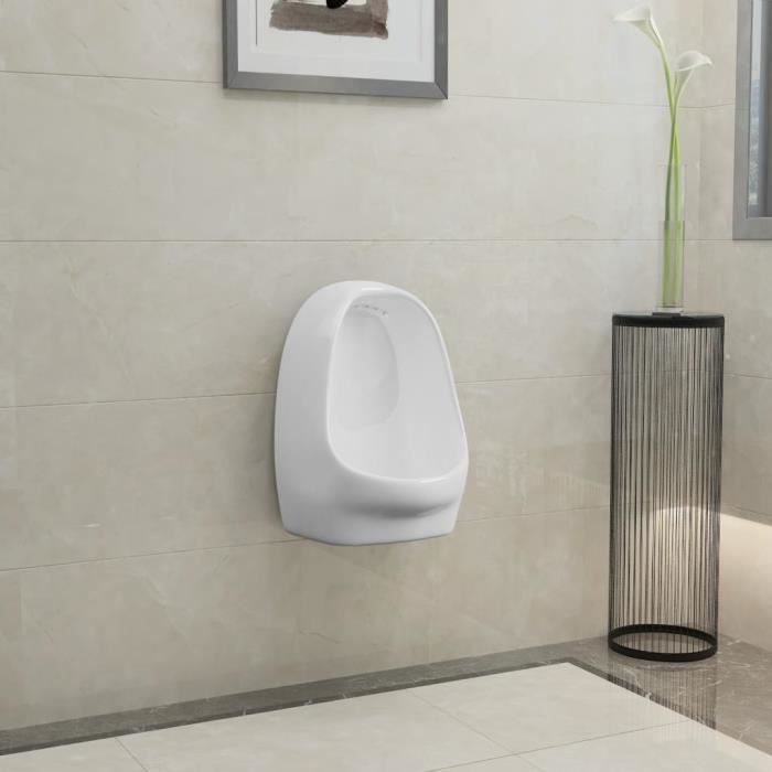 VidaXL Urinoir suspendu avec valve de chasse d'eau Céramique Blanc