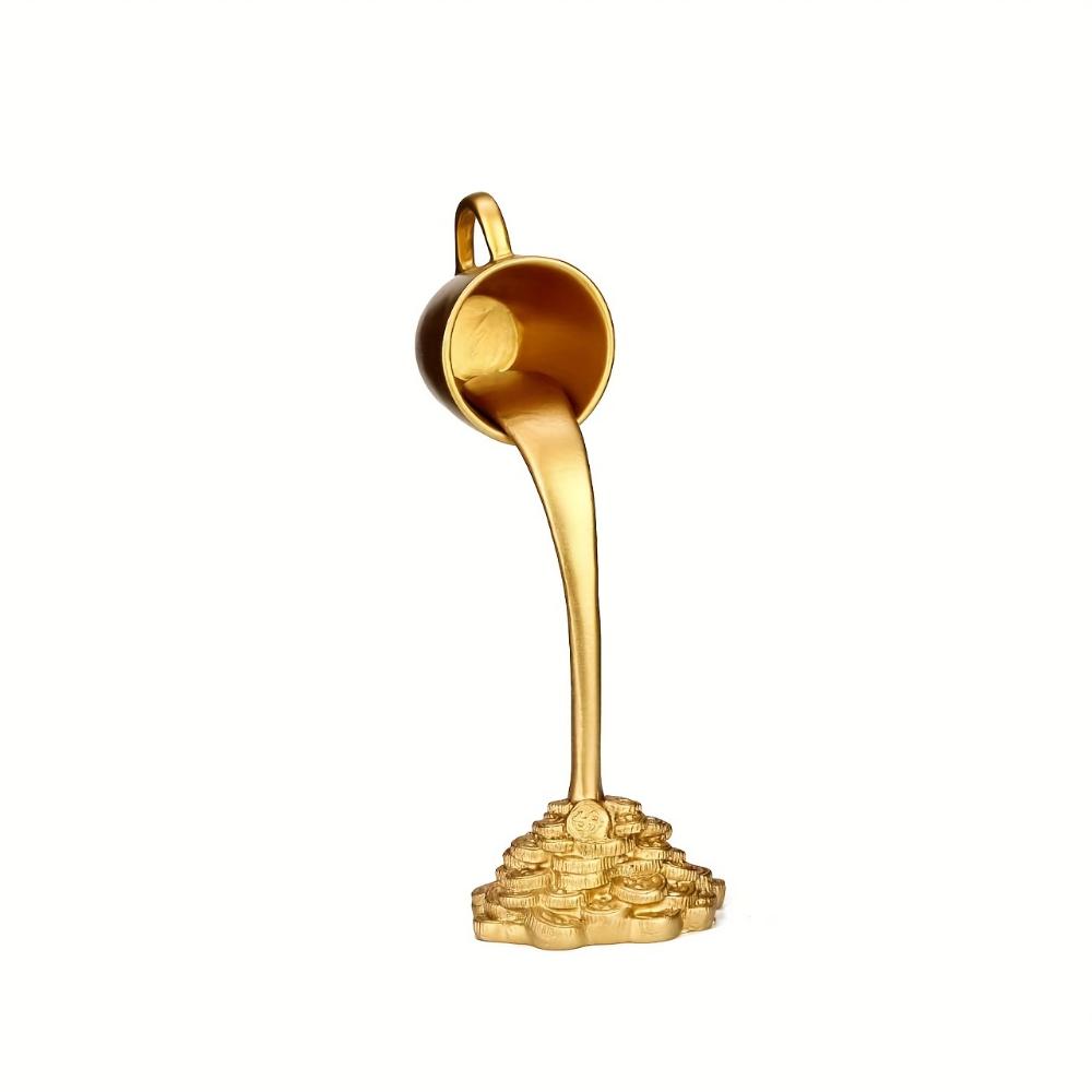Golden Fortune Cup - Flowing Liquid Effect Lucky Decoration, Luxury Home/Office Ornament, Resin Coffee Cup, Suitable for Shelves, Tabletops