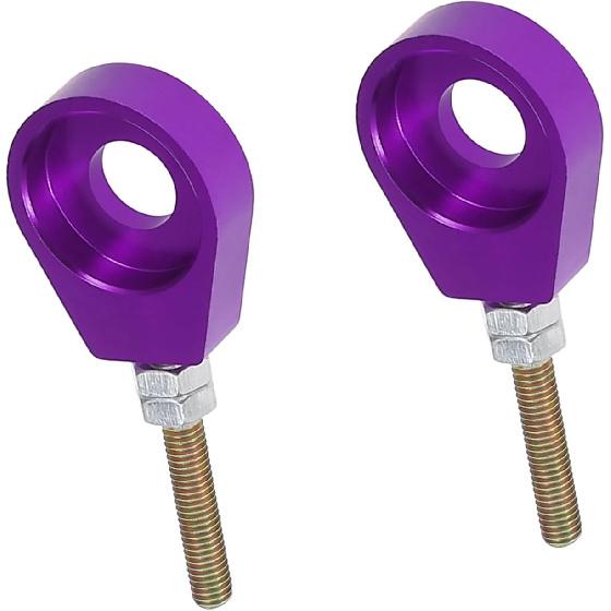 

2pcs 12mm Dia Hole Purple Bronze Tone Metal Universal Chain Axle Adjuster Tensioner for Motorcycle Auto Replacement Parts