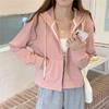 Chic Hong Kong Style Women's Zipper Hoodie - Spring/Autumn 2023, Thin & Short for Petite Frame, Versatile Cardigan