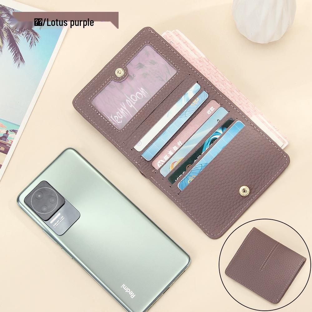 Dámska ultratenká peňaženka z pravej kože s RFID ochranou - Krátka, Viac priehradiek na karty, Jednoduché šitie