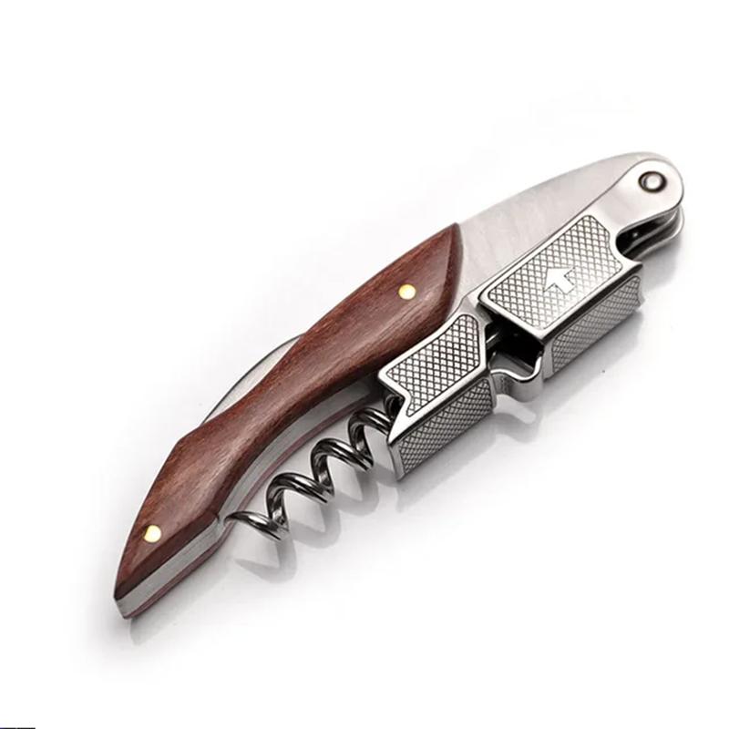 Professional Waiters Corkscrew,Wine Key with Ergonomic Wood Grip Beer Bottle Opener and Foil Cutter 6