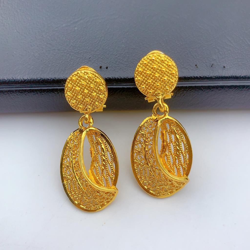 24K Vergoldetes Nigerianisches Legierungs-Hochzeits-Schmuckset Dubai-Stil Halskette Ohrringe Set Halsketten für Damen Set