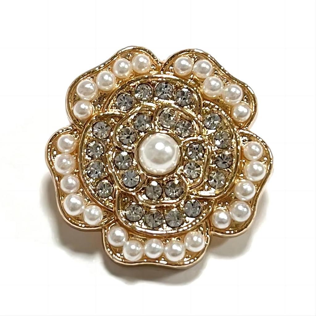 6Pcs Round Flower Shape Metal Luxury Brand Sewing Buttons Clothing Accessories Handmade Diy Material Decoration Gold Black  Blue