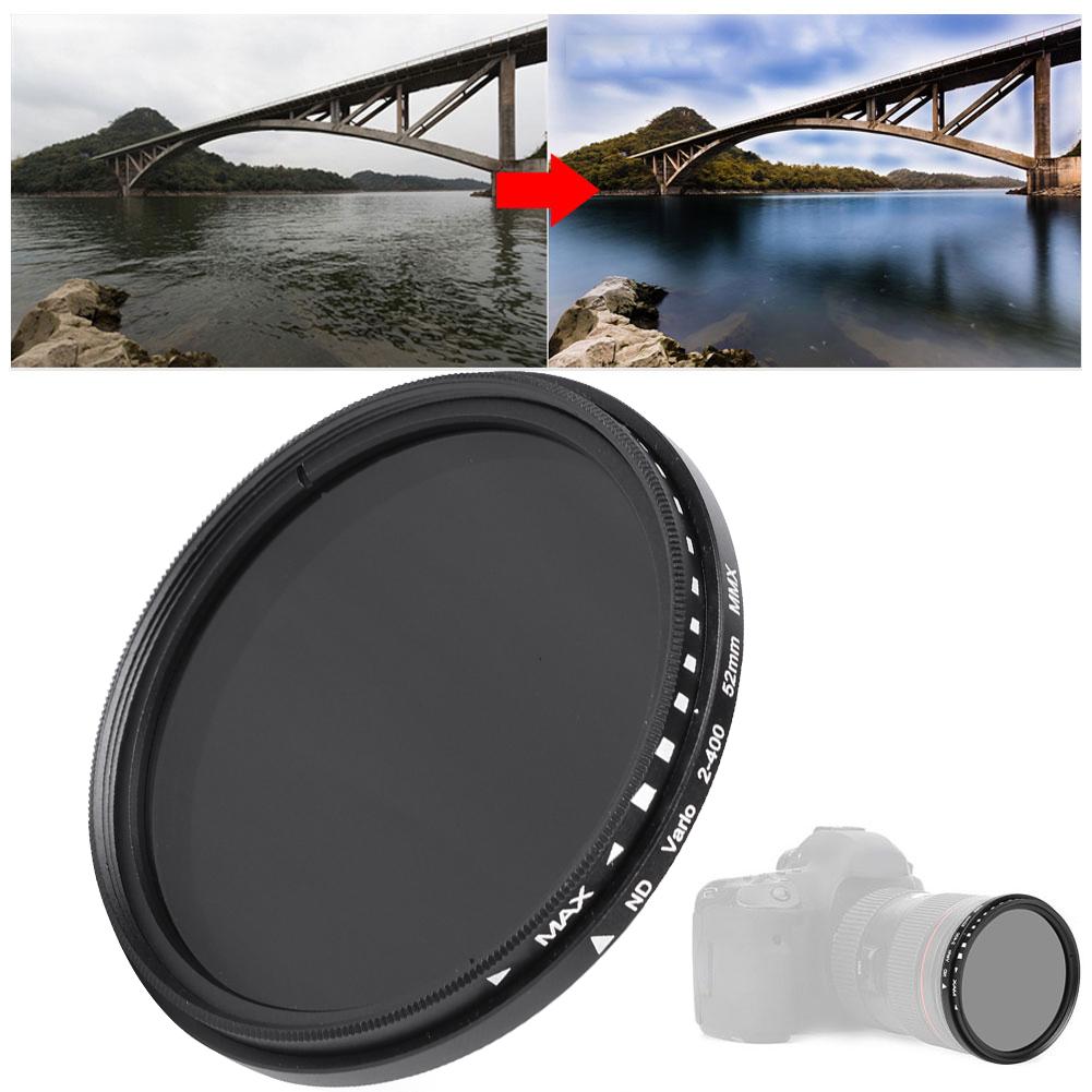 Junestar 52MM Neutral Density Lens ND Filter ND2‑ND400 Adjustable for SLR Mirrorless Camera Lens