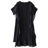 Rochie neagră vintage cu mânecă scurtă, mărimi mari, nouă, pentru femei, casual, largă, lungă, de vară