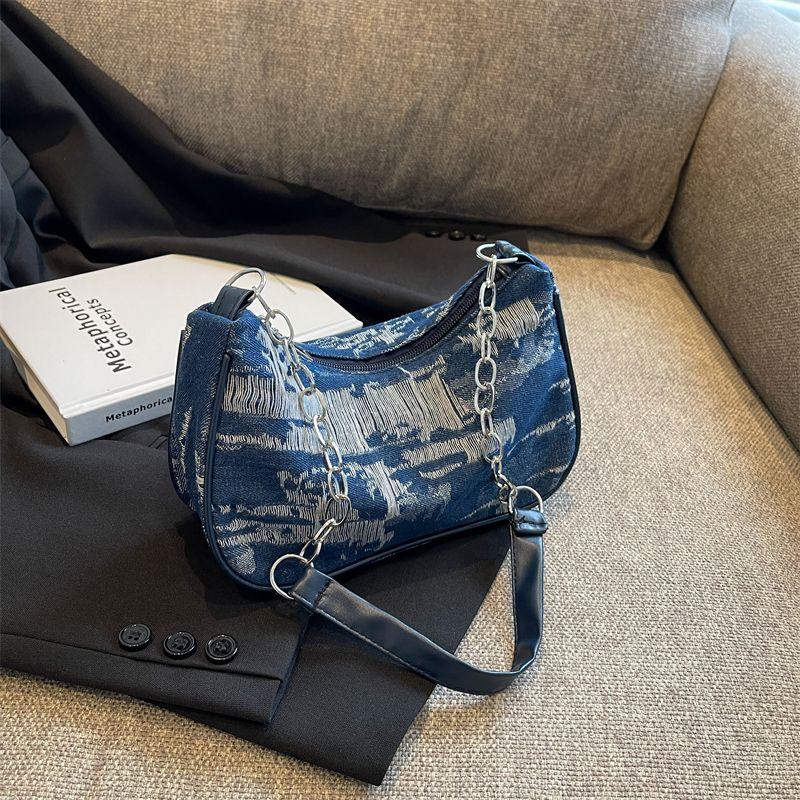 Denim Tasche Damen Neu Koreanisch Luxus Damen Tasche Lässig Reißverschluss WEICH Ketten Umhängetasche Handtasche Vintage Mädchen Tasche