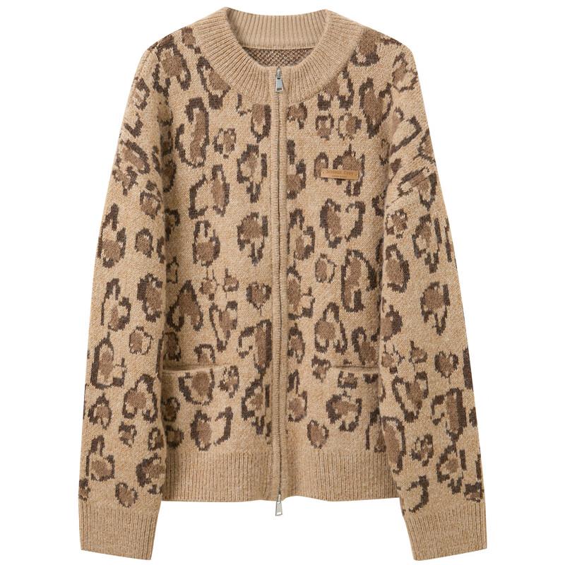 Sancai Women's Leopard Print Knit Cardigan