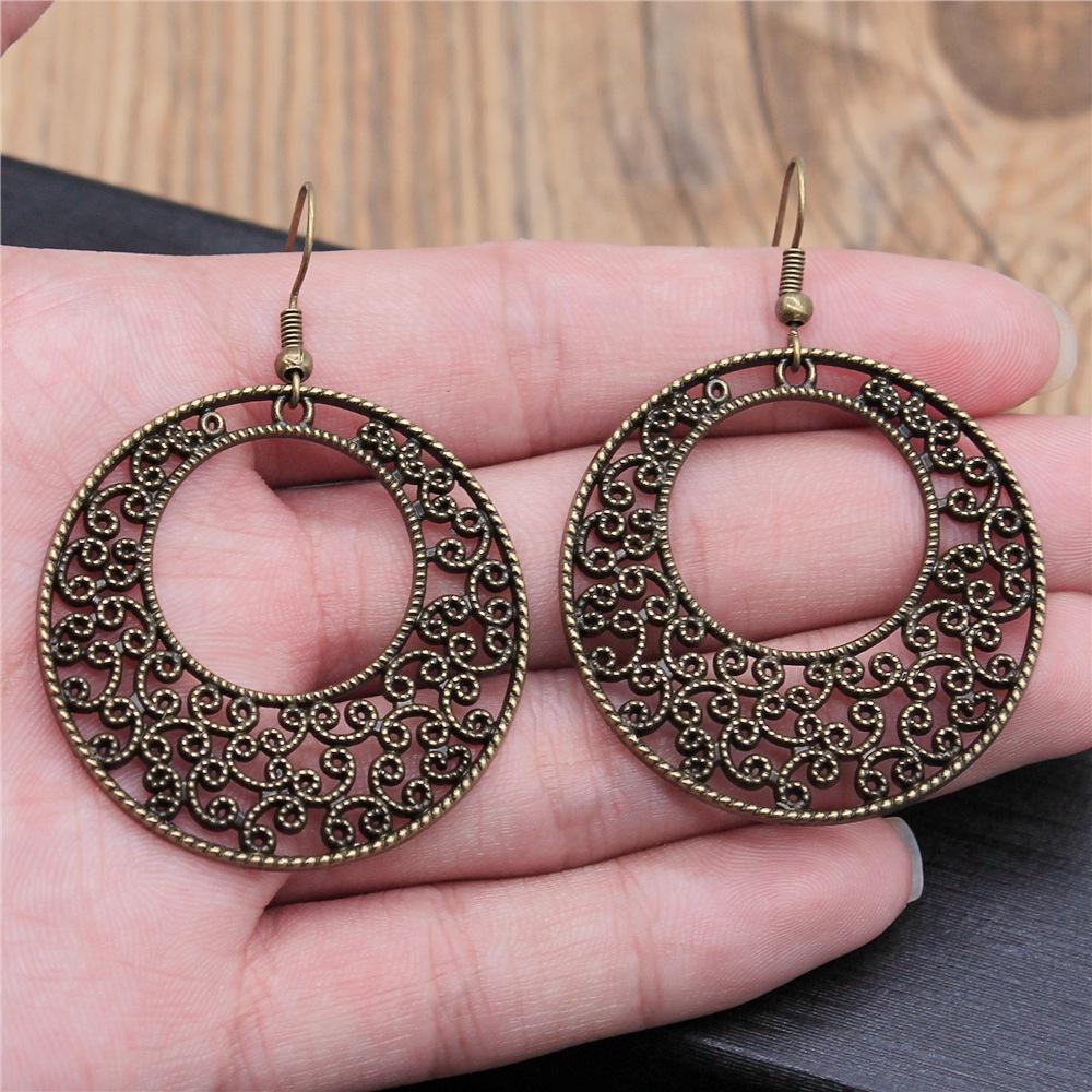 38 Styles Women Ethnic Style Jewelry Earrings Bohemia Carved Round Oval Waterdrop Flower Pattern Dangle Earrings Drop Earrings