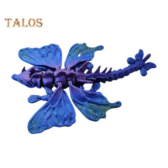 

3D-печатная фигурка летающего дракона, крылья бабочки, фигурка дракона, подвижные суставы, шарнирная модель дракона, игрушка-фиджет, украшение синий