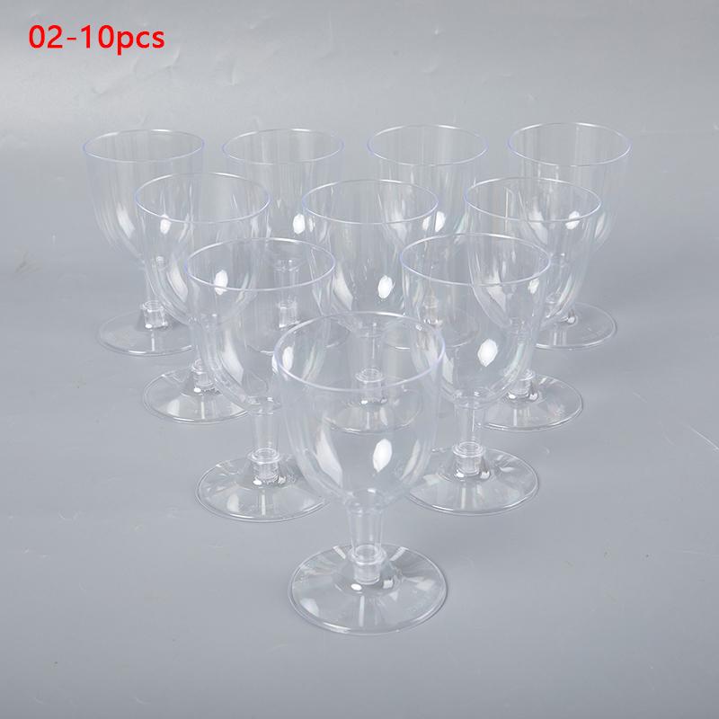 

6/10pc Plastic Disposable Red Wine Glass Champagne Flutes Glasses Cocktail Goblet Wedding Party Supplies Bar Drink Cup 150-190ml 101-200ml