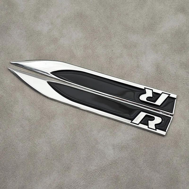 Hot 2pcs Metal Logo R Emblem Car Fender Side Badge For Volkswagen VW Passat Polo Golf 4 5 6 7 Jetta Tiguan Touran MK5 MK7 R Stic XU8