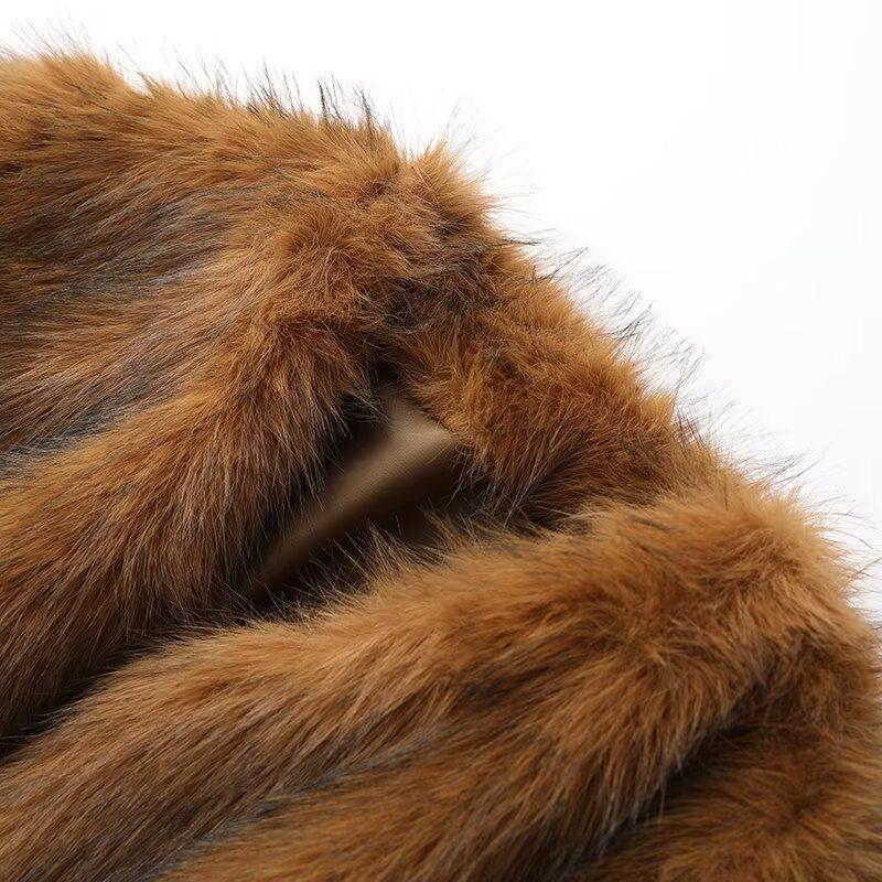 Kaslead New Arrival Women's Clothing Fashion Style Stylish Simple and Versatile Elegant Imitation Fur Cardigan Outwear