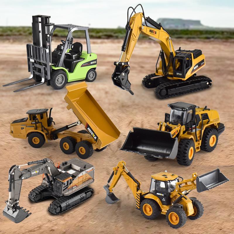 1:50 Huina Construction Vehicle Excavator Loader Forklift Roller Breaker Wood Grabbing Toy Model