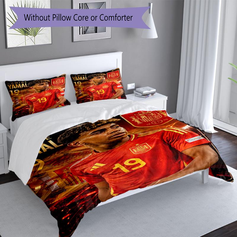 Lamine Yamal Spanish Football Player Bedding Set,Premium Bed Linen for Bedroom Home Decoration,Perfect Collectible Gift for Messi Fans,Easy Care Duvet