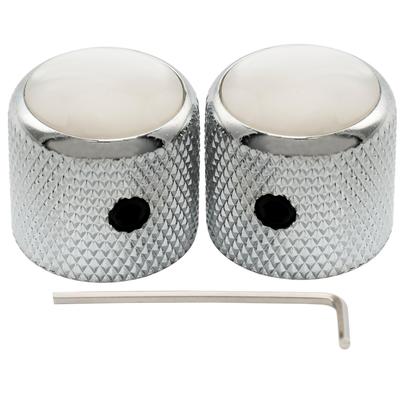 Musiclily Pro 1/4" Stahl Perlmutt Domknöpfe, Seitlich Gewindet, Universelle Passform für E-Gitarre/Bass, Chrom (2er Set)