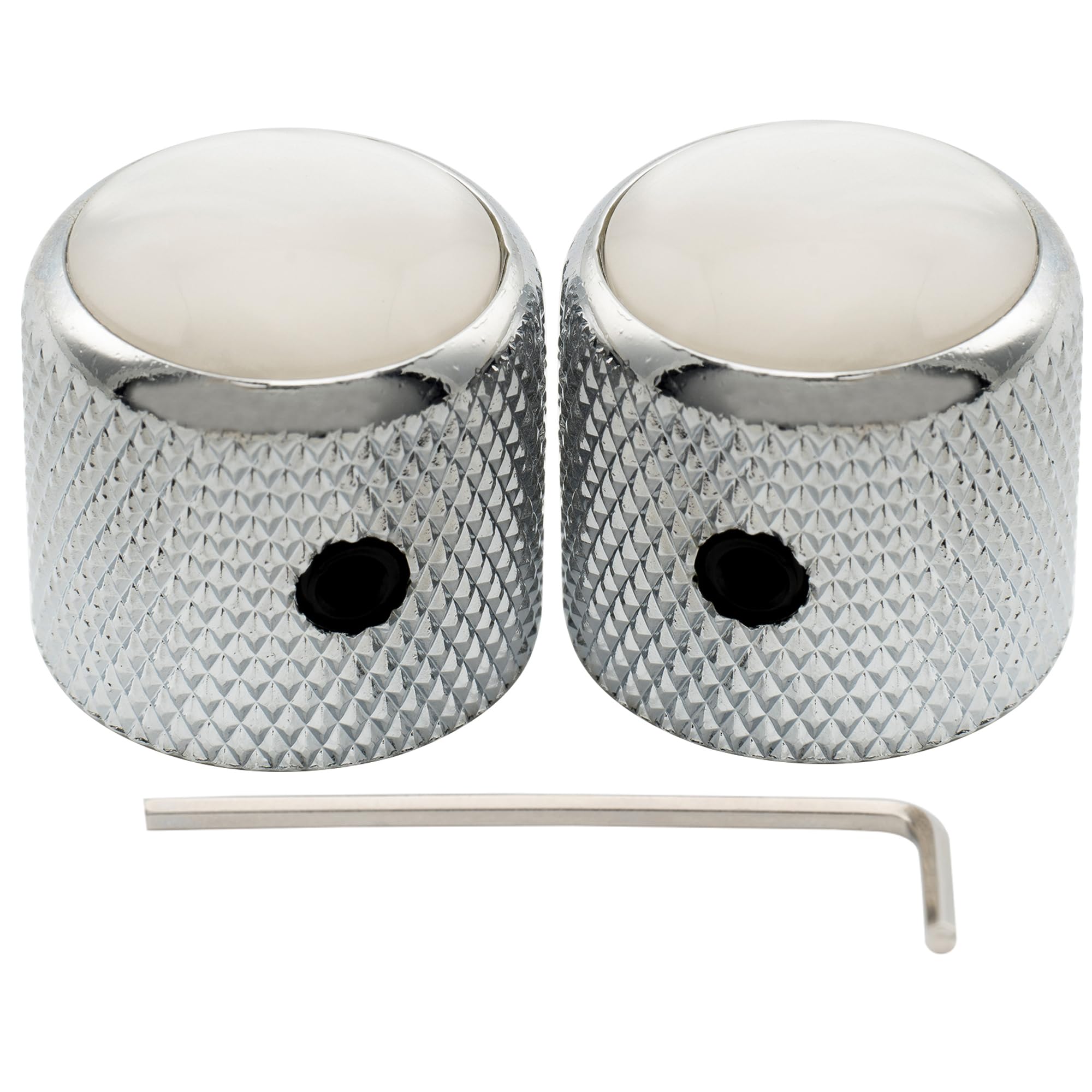 

Musiclily Pro 1/4 Steel Mother-of-Pearl Dome Knobs, Side-Threaded, Universal Fitting for Electric Guitar/Bass, Chrome (Set of 2)