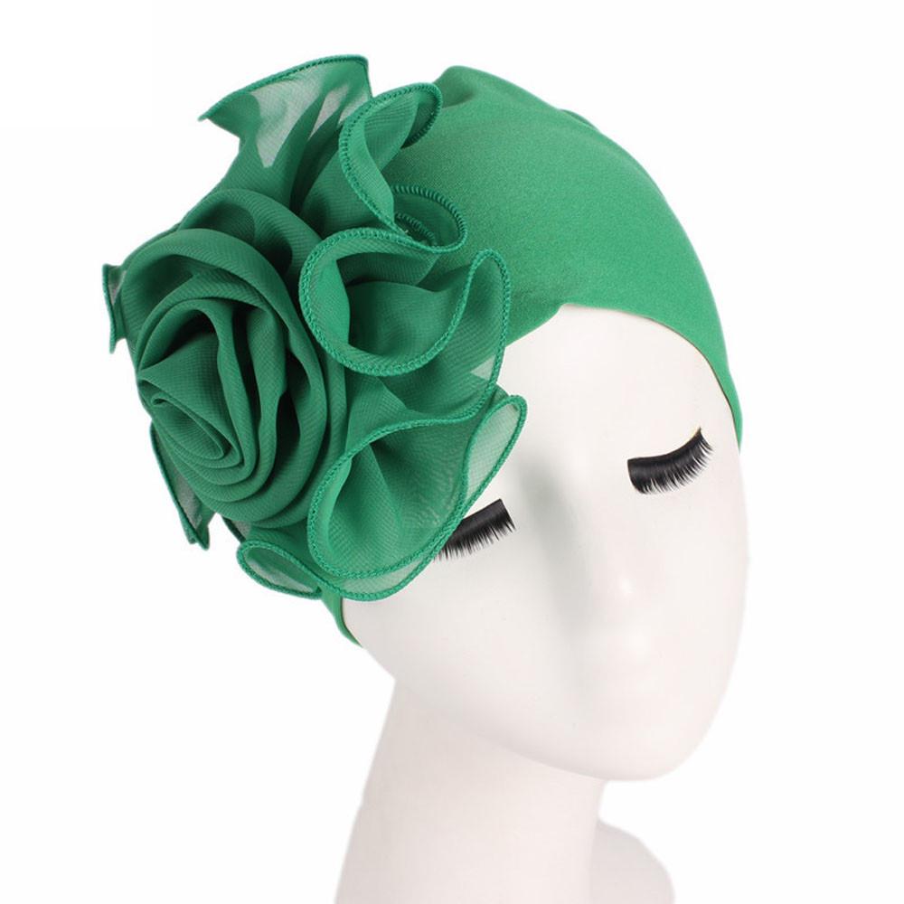 Women Ladies Retro Big Flowers Hat Turban Hat Cap Pile Cap