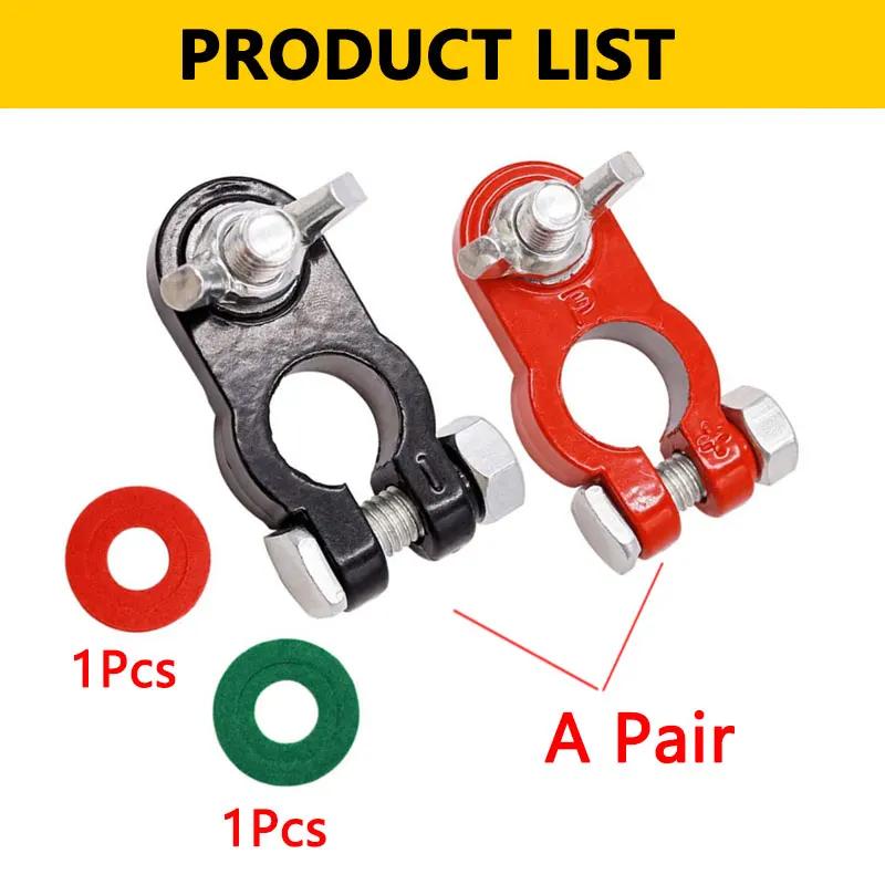 2Pcs Car Battery Terminal Cables Connectors Car Bornes Main Cable Top Post Clamp12V 24V Terminal Screw Connection for Car Truck