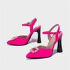 Women 'S Summer Pointed Toe Rosyred Pearls Decoration Plus Size Shoes Ankle Strap High Heels Elegant Great Quality Pumps
