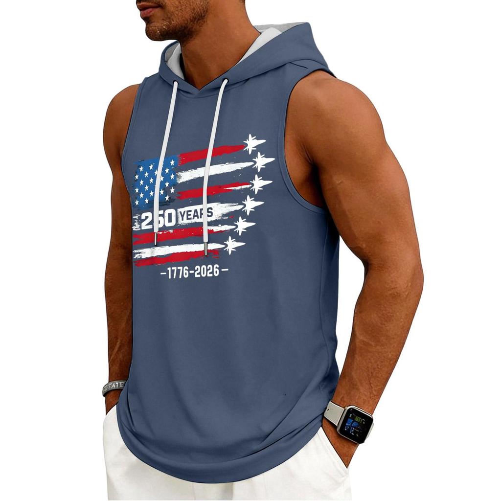Men's Tank Top Gym Sleeveless Hoodie Shirt Washed Sports Muscle Shirts Fitness Vest With Hood