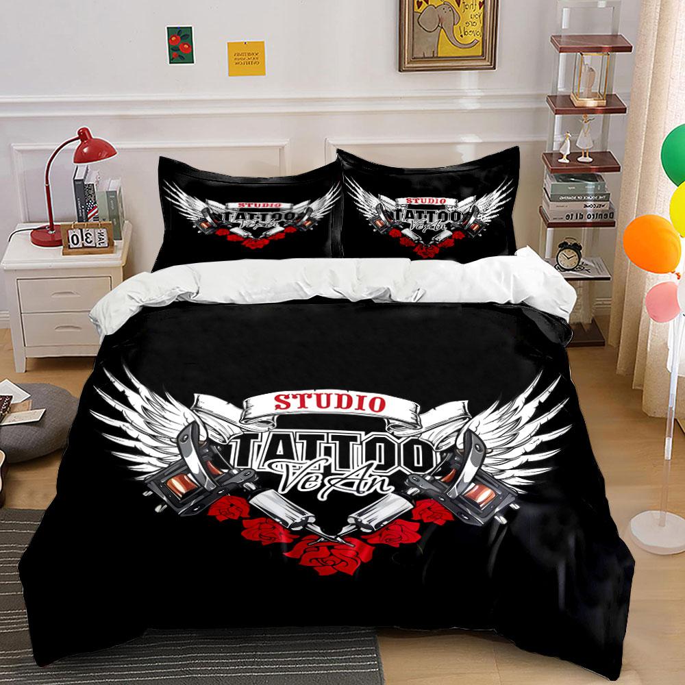 Tattoo Studio Decor Set Multiple Sizes Kid'S And Adults' Bedroom Exquisite 3Pc Bedding Set, Gift
