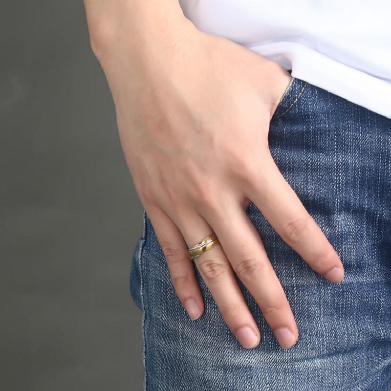 Anillo doble salvaje de acero de titanio simple con personalidad japonesa y coreana