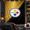 Wall Hanging Tapestry Pittsburgh Steelers Print Cloth for Living Room Bedroom Home Decor