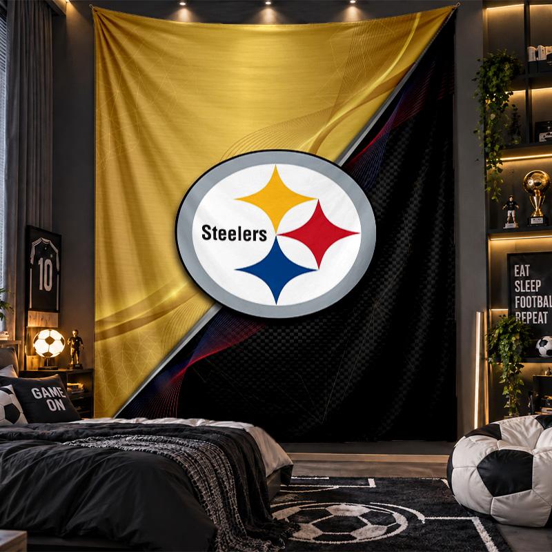 Wall Hanging Tapestry Pittsburgh Steelers Print Cloth for Living Room Bedroom Home Decor