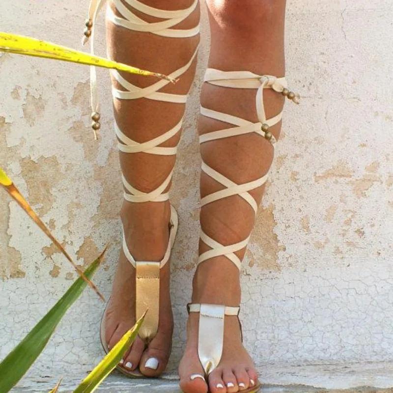 Fashion New Gladiator Women Flat Sandals Ladies Clip Toe Cross Strap Thong Sandals Shoes Woman Beach Free-binding Sandalen Dames