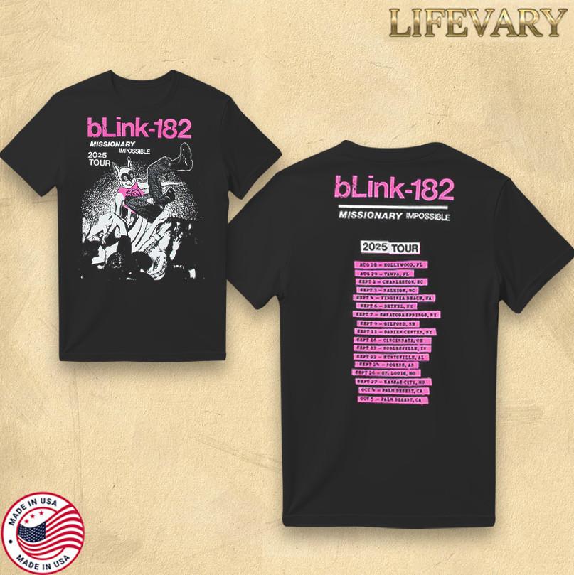 

Blink182 Missionary Impossible Tour 2025 TShirt Unisex Official Concert Merch Unisex T-Shirt XXXXL