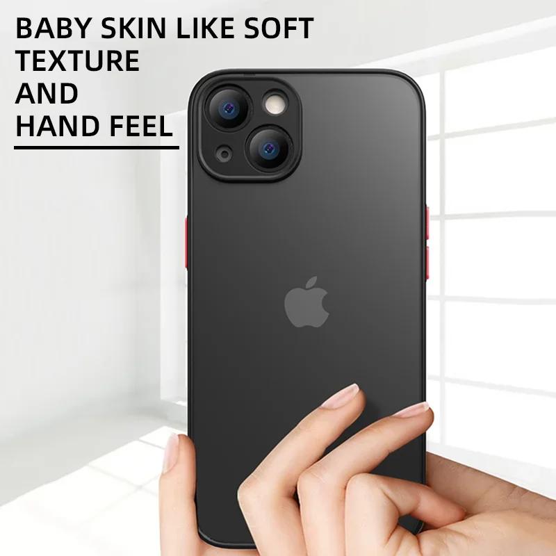 Shockproof Thin Matte Case For iPhone 15 16 13 12 11 14 Pro Max Plus Mini XR XS X Silicone Bumper Clear Hard Cover Capa Funda