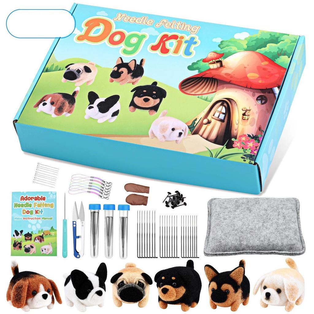 Animali Gatto Cane Set Fai da Te Feltro ad Ago con Tappetino in Schiuma per Progetto Artigianale Kit Forniture per Feltro ad Ago Principianti con Strumenti