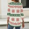 Women's Christmas Print V-Neck Three-Quarter Sleeve T-Shirt with Button Casual Holiday Top