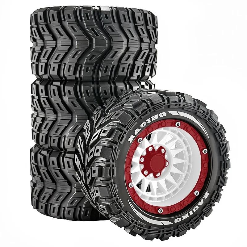4pcs 90mm Rubber Tires Wheels for MJX 16207/16208 HBX 16889 SCY 16101/16102 Traxxas 1/16 Summit E-Revo ARRMA Mini Kraton