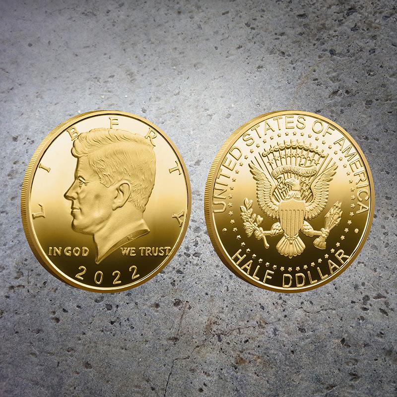 Kennedy commemorative coin, European and American metal commemorative medal, libfrty, Commemorative Coin of US Leaders, 2022 золотой