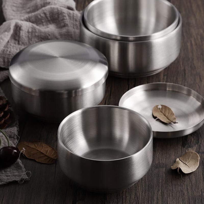 ZISIZ Korean-Style 304 Stainless Steel Double-Layer Insulated Soup Bowl with Lid