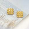 High-End Simple Women'S Square Weaving Mesh Pattern Modeling Stud Earrings