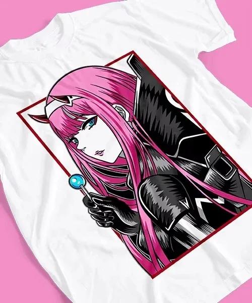 

2026 Summer Hot Sale Oversized Tshirt for Anime Zero Two Anime Unisex Round Neck Short Sleeved Shirt Hip Hop Streetwear Tshirt S