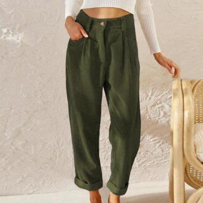 Automne décontracté velours côtelé pantalon femmes pantalon droit ample pour femmes taille haute pantalon ample Streetwear Joggers 24322