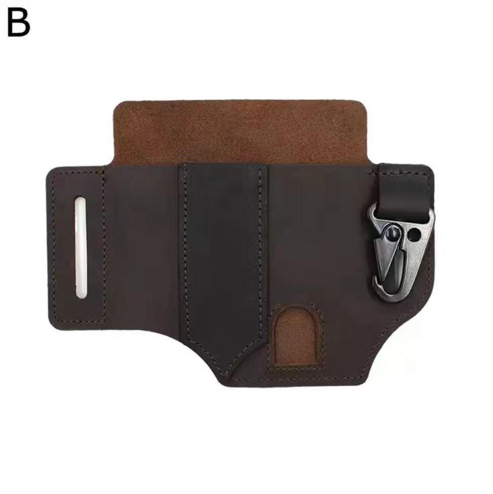 In-Stock Tactical EDC Tool Set: Leather Waist Bag with Flashlight & Keychain