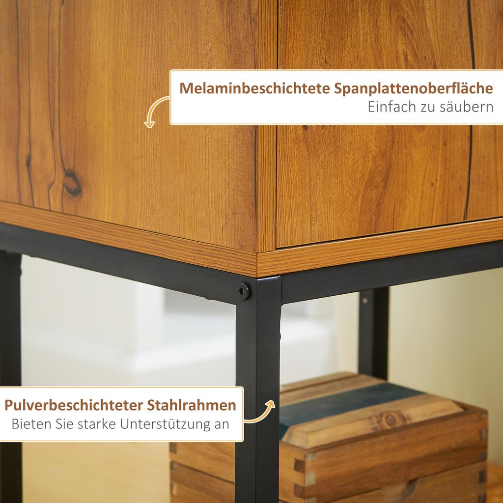 Console Table In Industrial Design Side Table Sideboard 1 Cabinet Natural Wood + Black