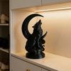 3D Printed Howling Wolf Sculpture with Crescent Moon Base, Matte Black Finish Collector Art, Gothic Black Statue for Bookshelf Desk