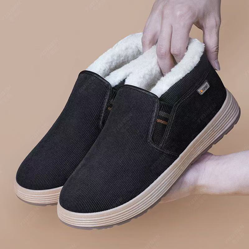 Winter new cloth shoes men's velvet thickened warm cotton shoes non-slip soft-soled low-top snow boots