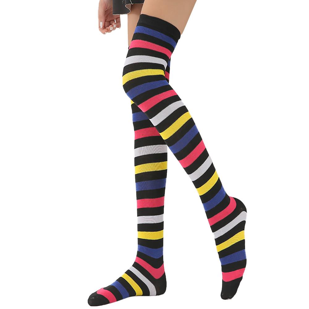 Over The Knee Long Socks Striped Pattern Knee High Hosiery Stretchy Comfortable Fit Soft Fabric Durable Design