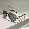 Rimless Pilot Sunglasses Men Fashion Vintage Gradient Casual Shades Women Trendy Brand Design Outdoor Decor Sun Glasses