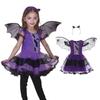 Purple Bat Design Demon Costume Wizard Hat Included Role Play Clothes Cosplay Dress  For Girls