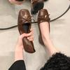 Mary Jane Women's Low Heel Soft Leather Shoes New Round Head Multi functional Retro Fashion Comfortable Leisure Versatile