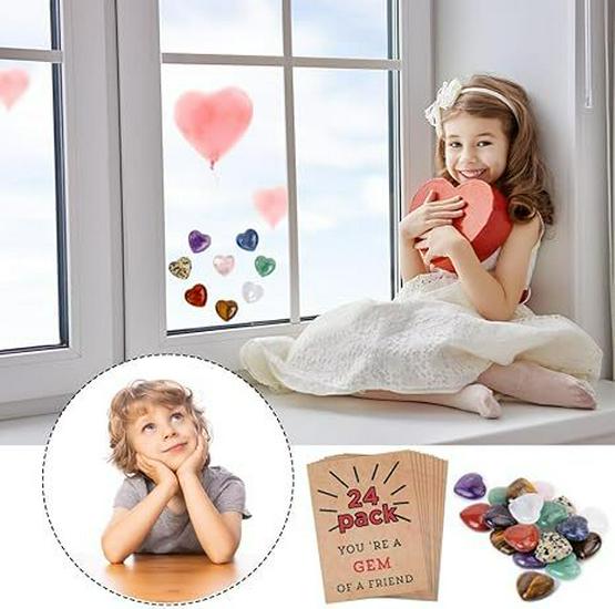 Valentine's Day Natural Stone Crystal DIY Card Set for Couples, School Parties, and Birthdays